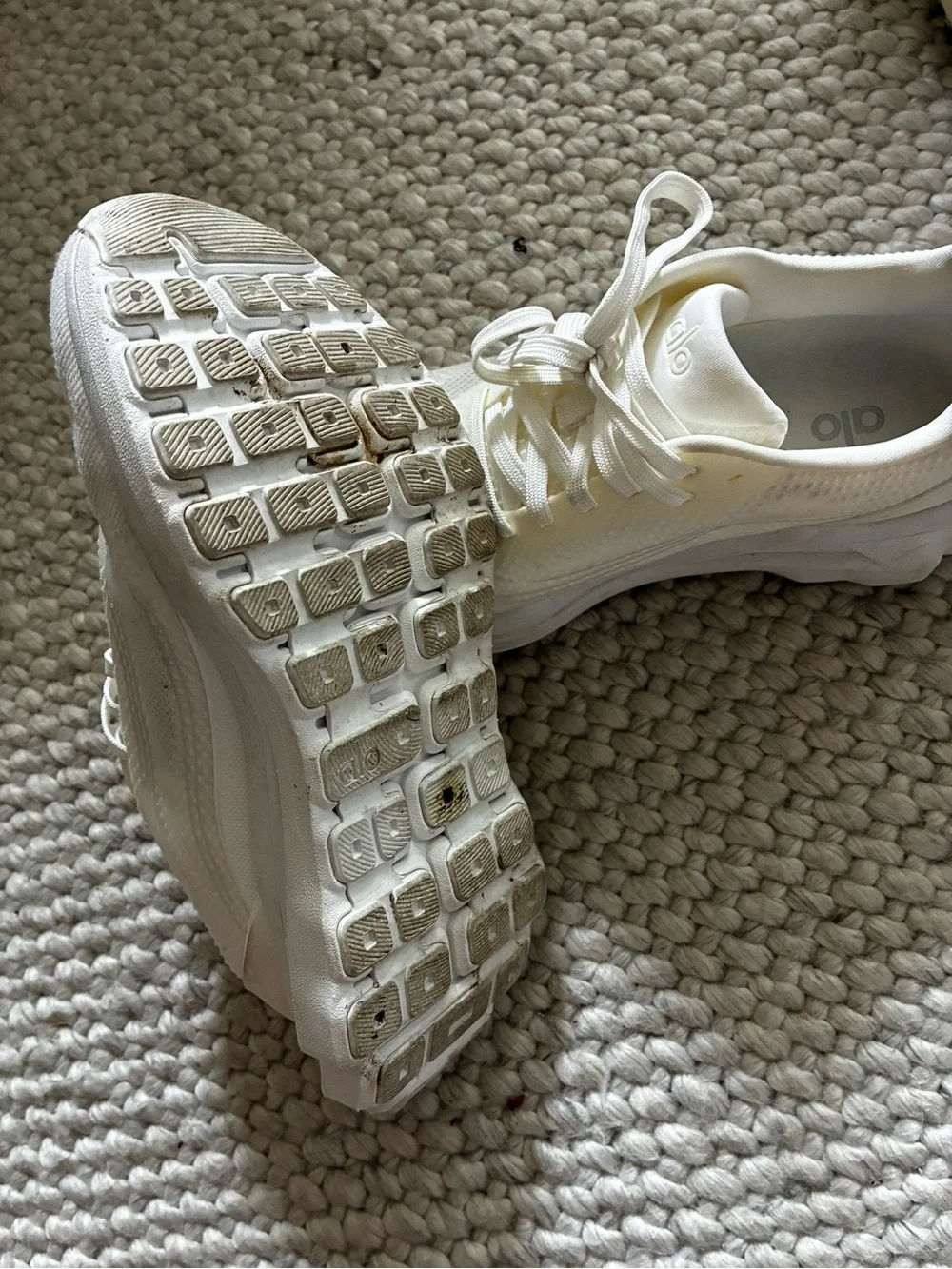ALO Yoga Women's Cream/White Knit Athletic Sneakers